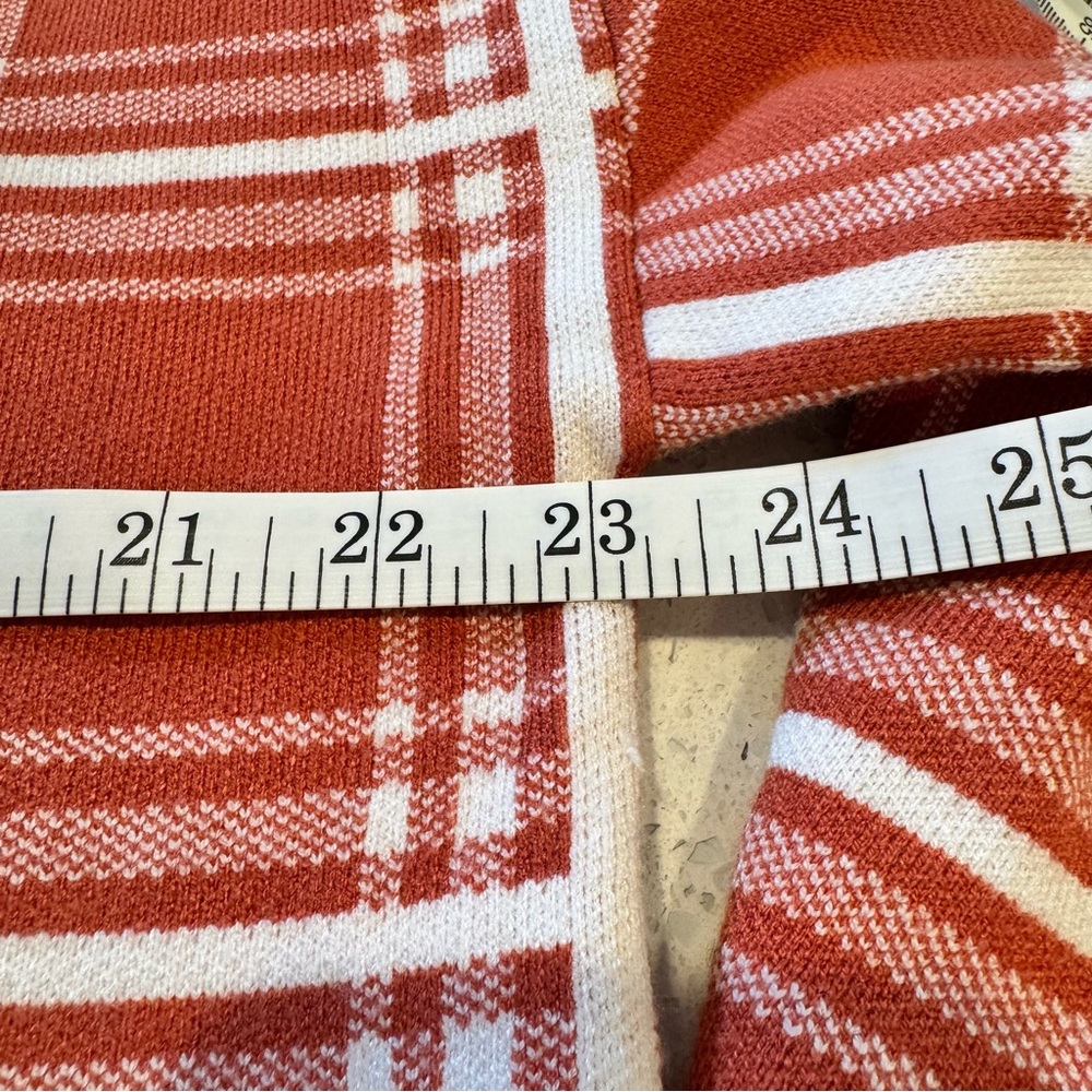 Max Studio Rust Plaid Collared Sweater XL Split Neck Pullover Knit Top NWOT - Picture 5 of 6